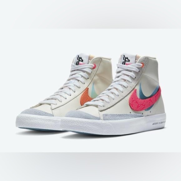 Nike Blazer Mid ’77 “Shanghai” Textured Double-Swoosh Logos 10 pink blue orange - Picture 1 of 12